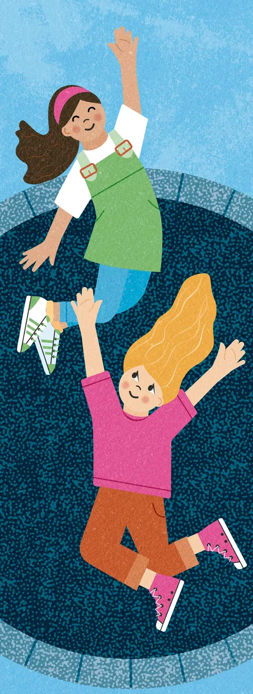 Girls jumping on trampoline