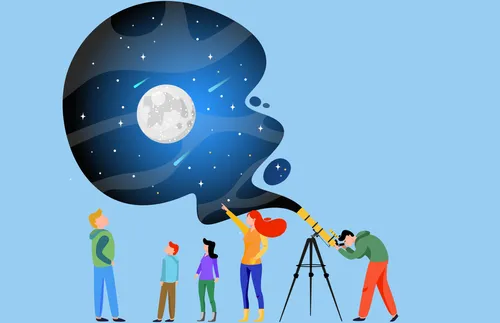 family looking at moon