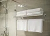 towels on bathroom shelf