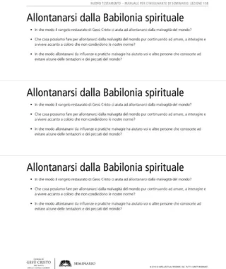 questionario, Allontanarsi dalla Babilonia spirituale