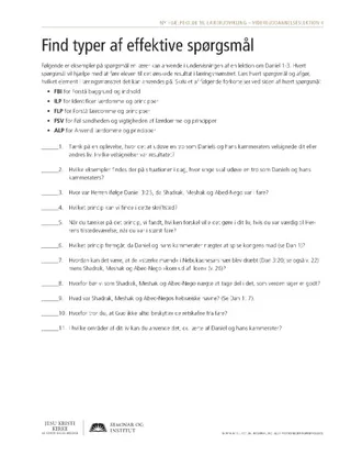 uddelingsark, Find typer af effektive spørgsmål