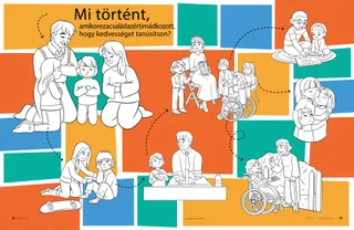 coloring page of family doing kind things for others