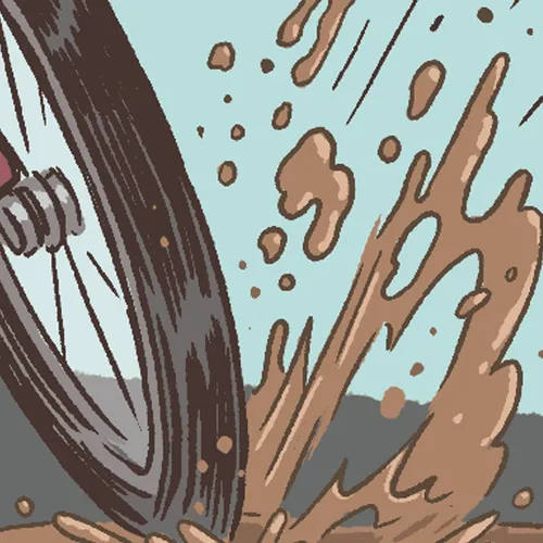 bike tire splashing mud