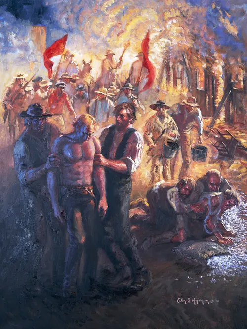 pøbel forfølger de hellige