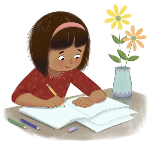 Girl writing in a notebook