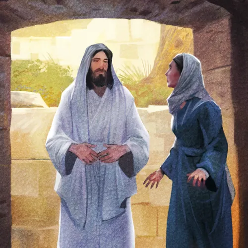 Jesus talking to a woman