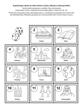 stránka s činnostmi: S tím, co je posvátné, mám zacházet s úctou