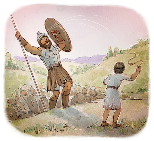David fighting Goliath