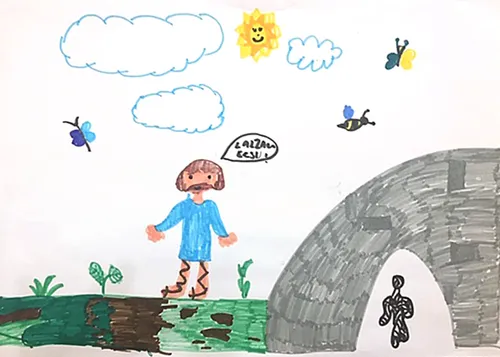Child’s drawing of Jesus and Lazarus