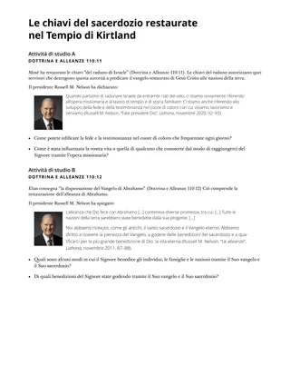 Le chiavi del sacerdozio restaurate nel Tempio di Kirtland