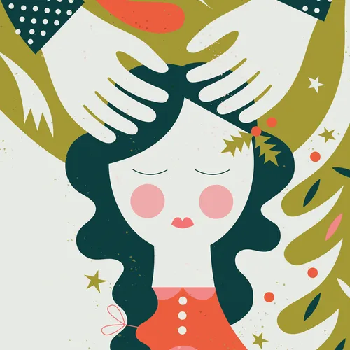 girl receiving a priesthood blessing