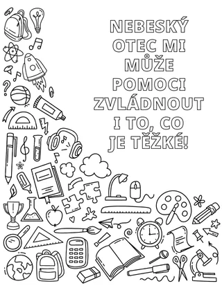 Omalovánka různých školních potřeb a dalších předmětů