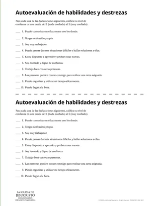 Autoevaluación de habilidades y destrezas