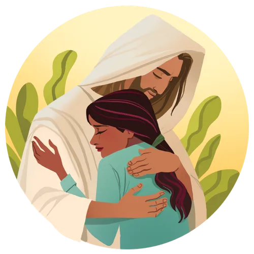 Jesus Christ hugging girl