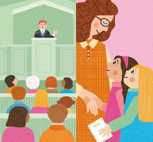 Sacrament meeting speaker and girls meeting Primary teacher