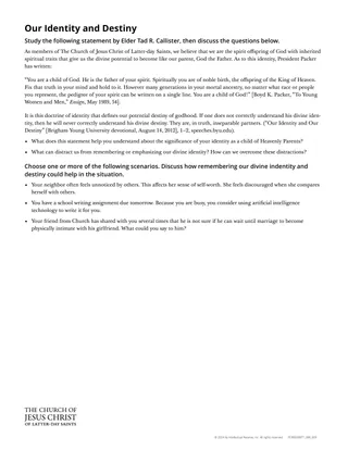 Our Identity and Destiny handout