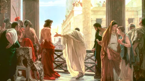 Jesus being presented by Pilate to the crowd
