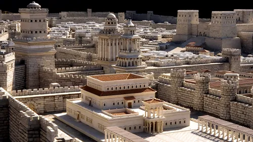 model of the city of Jerusalem showing Herod’s palace in foreground
