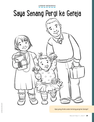 coloring page of children walking to church