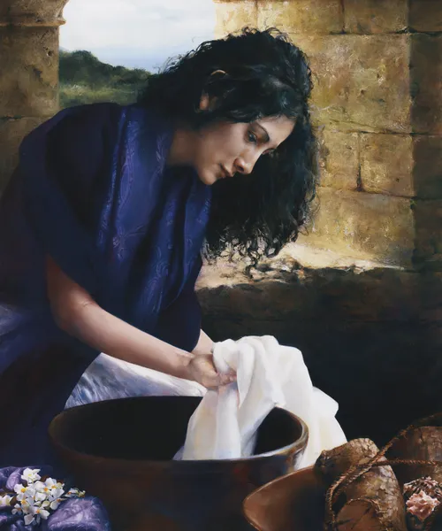 Lydia dyeing cloth purple