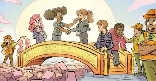 young people meeting on a bridge