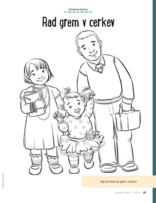 coloring page of children walking to church