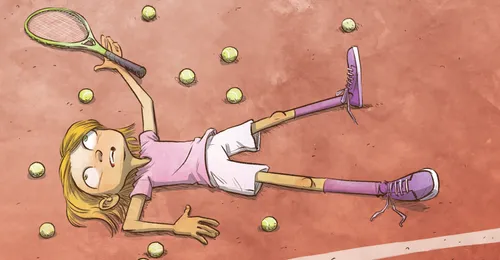 tennis player on the ground