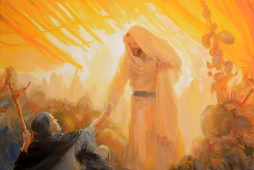 Jesus Christ extending His hand to crippled man