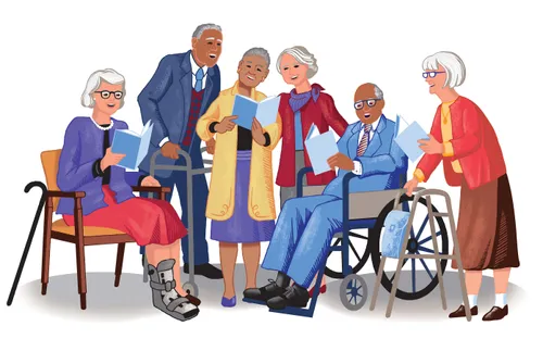 group of older people singing