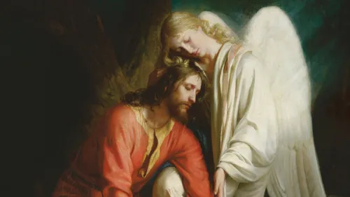 an angel strengthening Jesus in His suffering