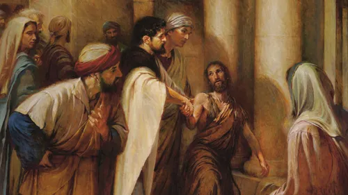 Peter and John healing a man in the temple