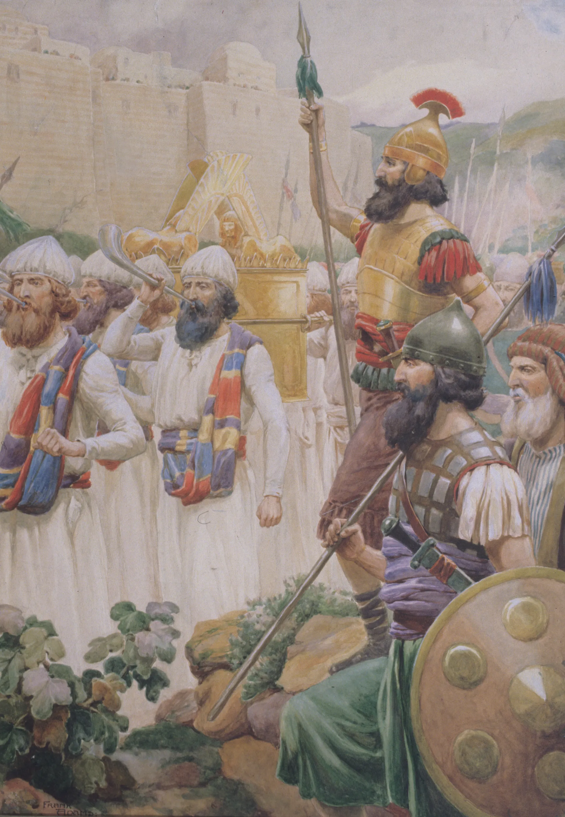 Joshua Taking Jericho (The Taking of Jericho), by Frank Adams; Primary manual 6-29