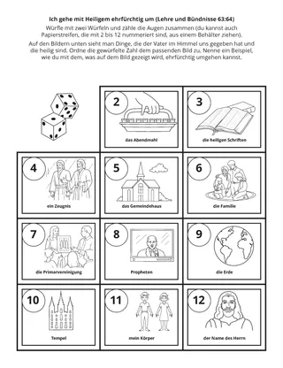 Seite mit der Aktivität: Ich gehe mit Heiligem ehrfürchtig um
