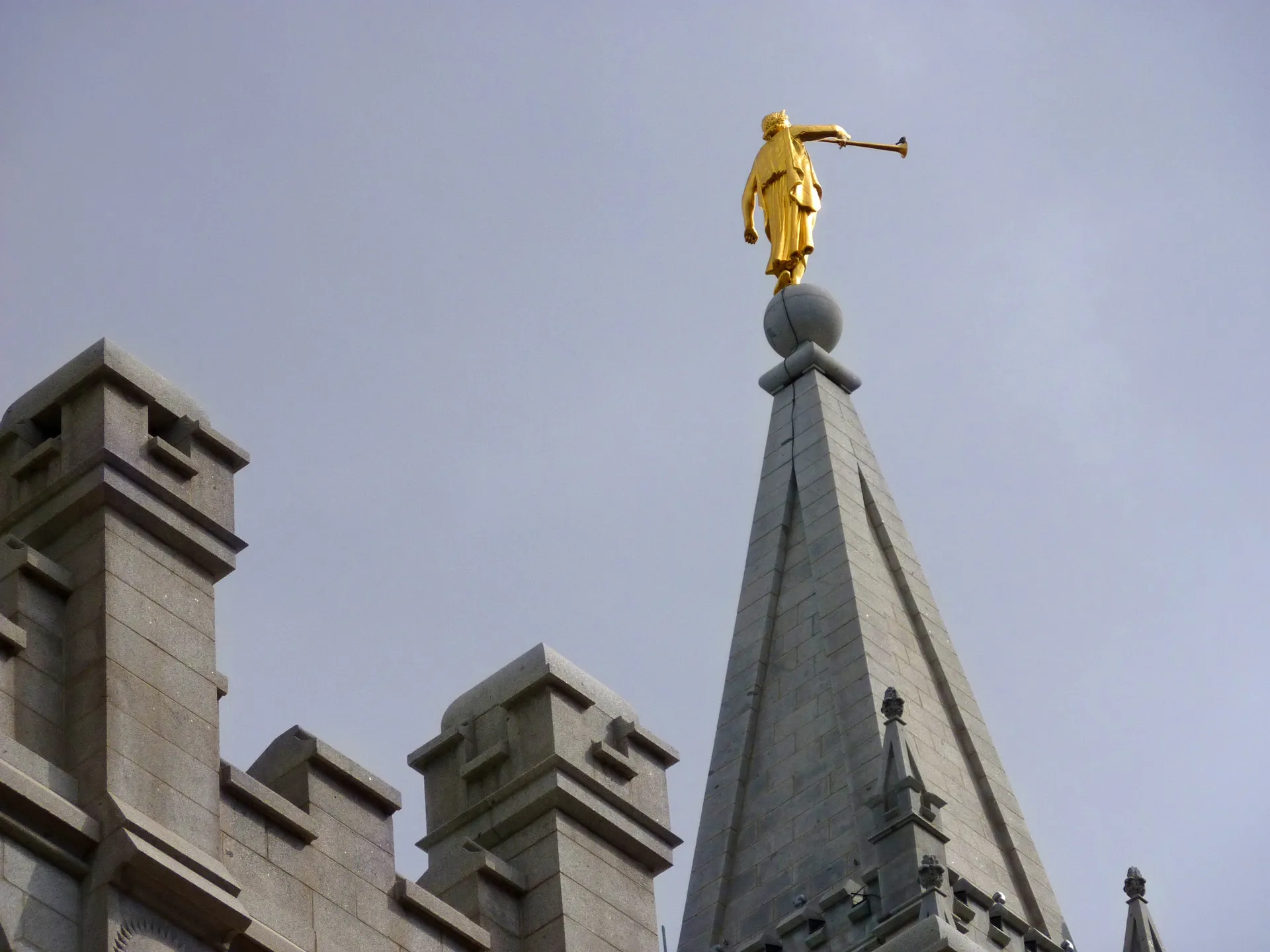 The Salt Lake Temple spire, including the exterior of the temple.