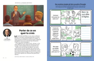 Activité au format PDF, montrant deux fillettes qui discutent, une fillette qui lève la main à l’école et deux petits garçons qui discutent