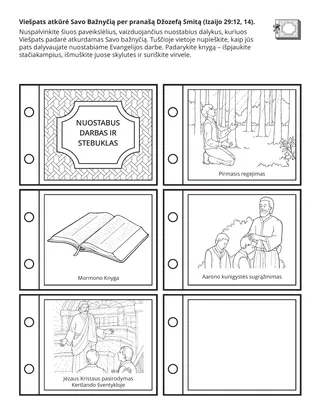 užsiėmimų puslapis. Viešpats atkūrė Savo Bažnyčią per pranašą Džozefą Smitą