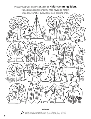 Adam and Eve in the Garden of Eden coloring page