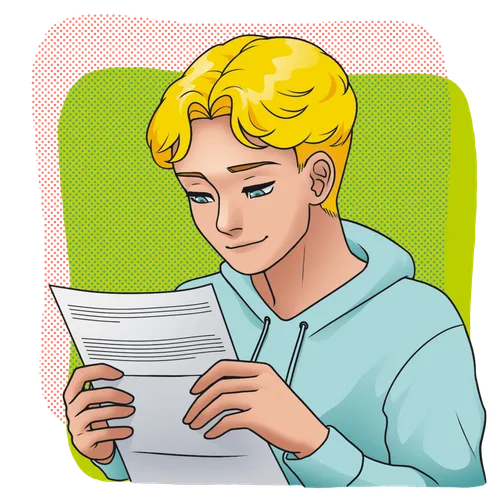 young man reading
