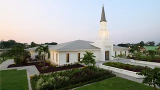 An exterior shot of the Kinshasa Democratic Republic of the Congo Temple. We see exterior images of the temple.