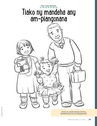 coloring page of children walking to church