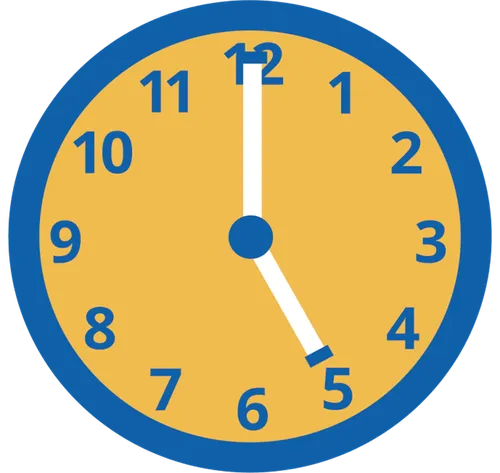 clock pointing 5:00