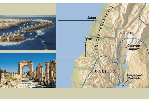 mapa a obrázky Sidonu a Týru