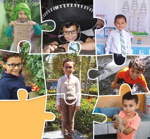 Photos of Felix arranged in puzzle pieces