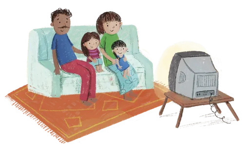 Family watching general conference