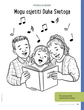 coloring page of children singing