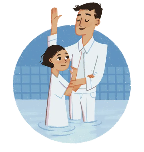 Girl getting baptized