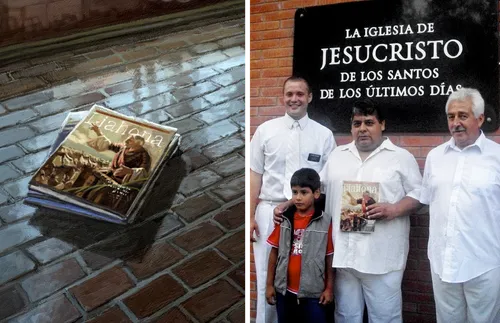 magazines and people gathered for baptism