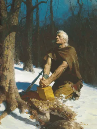 Moroni Burying the Plates, by Tom Lovell