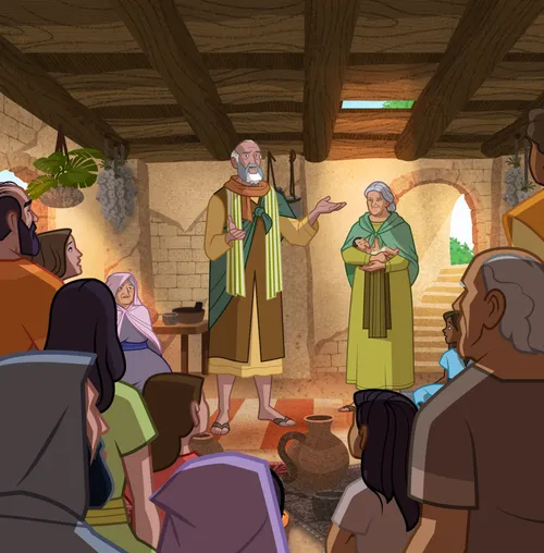 Zacharias saying that the baby will become a prophet.