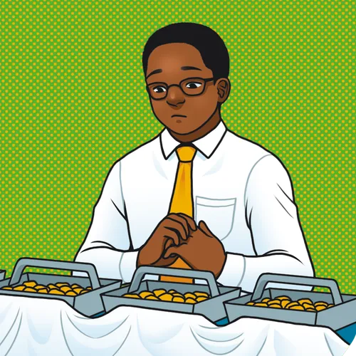 young man at sacrament table